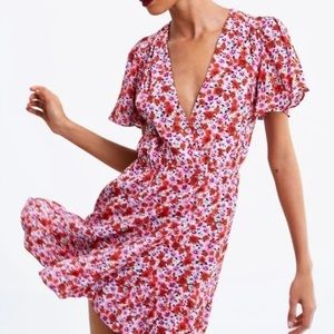 ZARA | Pink and Orange Mini Floral Dress